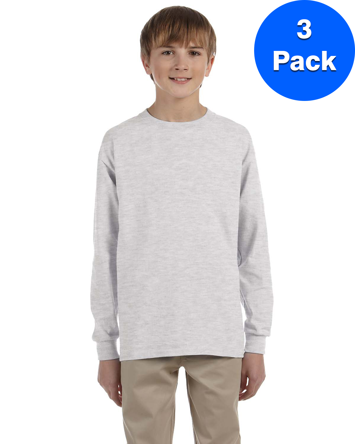 Ultra Cotton  Long-Sleeve T-Shirt 3 Pack G240B All Sizes Gildan Boys 6.1 oz 